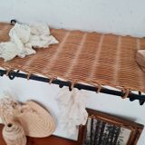 Metal and rattan coat rack