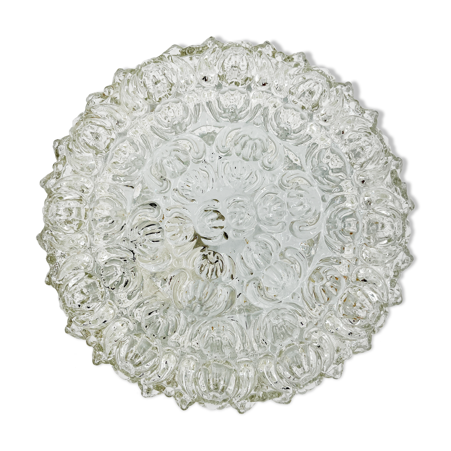 Cast glass ceiling lamp with relief