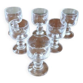 6 vintage crystal digestive glasses