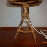 Wicker rattan bedside lamp 1960