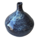 Small blue soliflore vase in glazed ceramic signed X (to be identified)