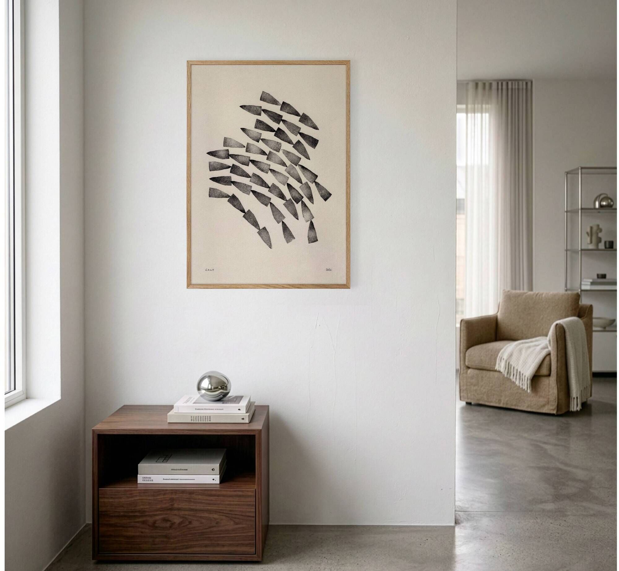 Abstract black composition 50x70 after a painting by Eawy