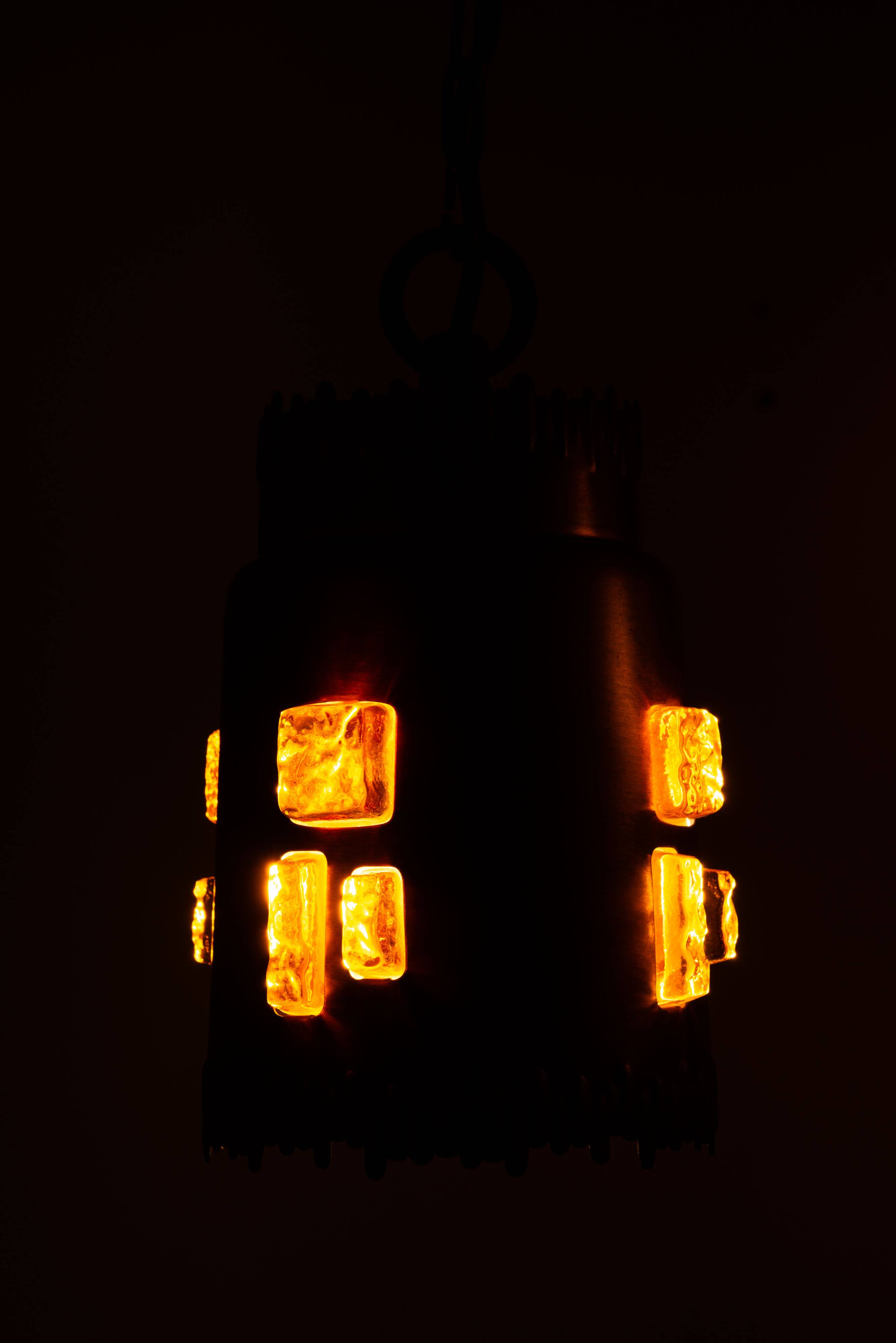 Josef Brumberg JBS Leuchten set of pendants with brass and amber glass