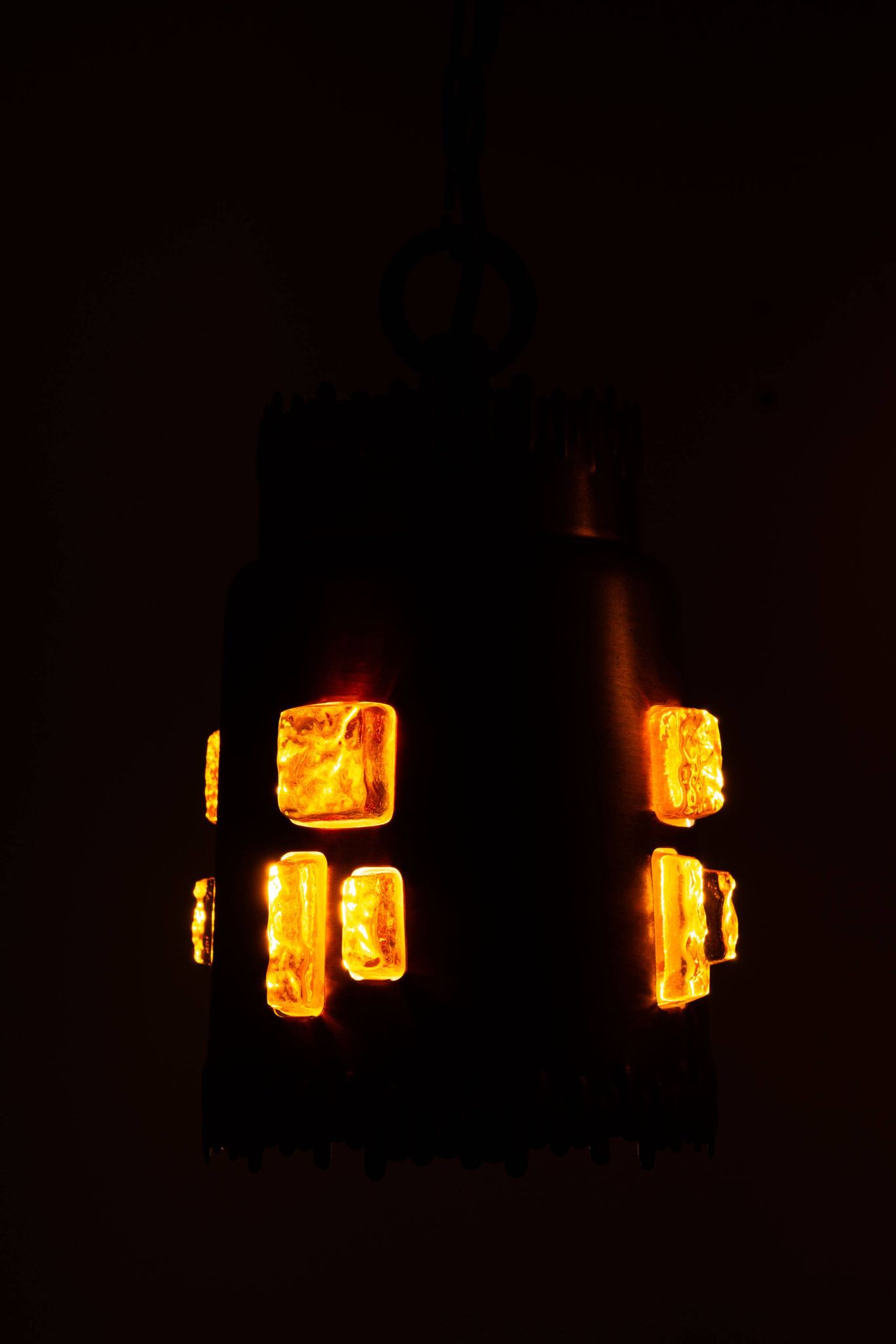 Josef Brumberg JBS Leuchten set of pendants with brass and amber glass