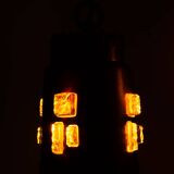 Josef Brumberg JBS Leuchten set of pendants with brass and amber glass