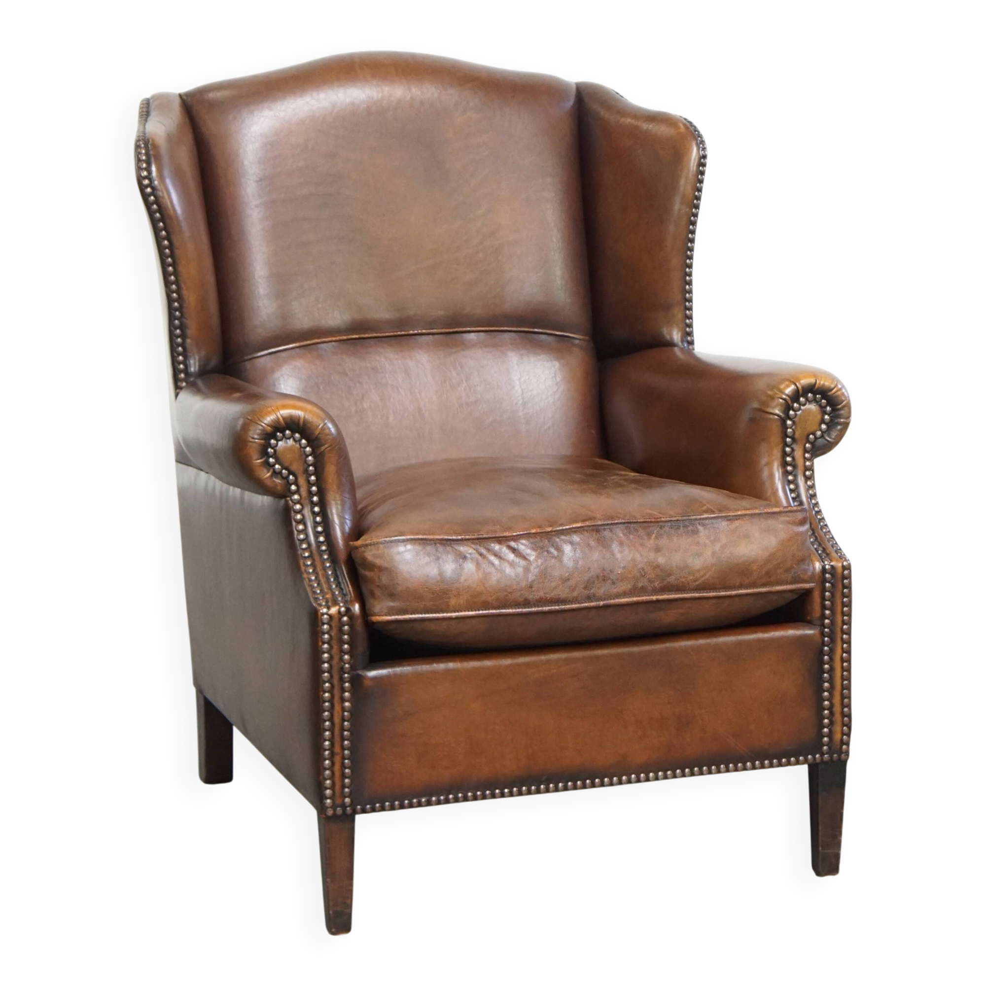 Wingback Chair in Sheepskin Leather