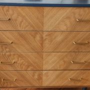 Commode 4 tiroirs bois bleue à chevrons