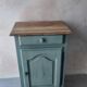 Small vintage side table in sage green patina and solid wood.