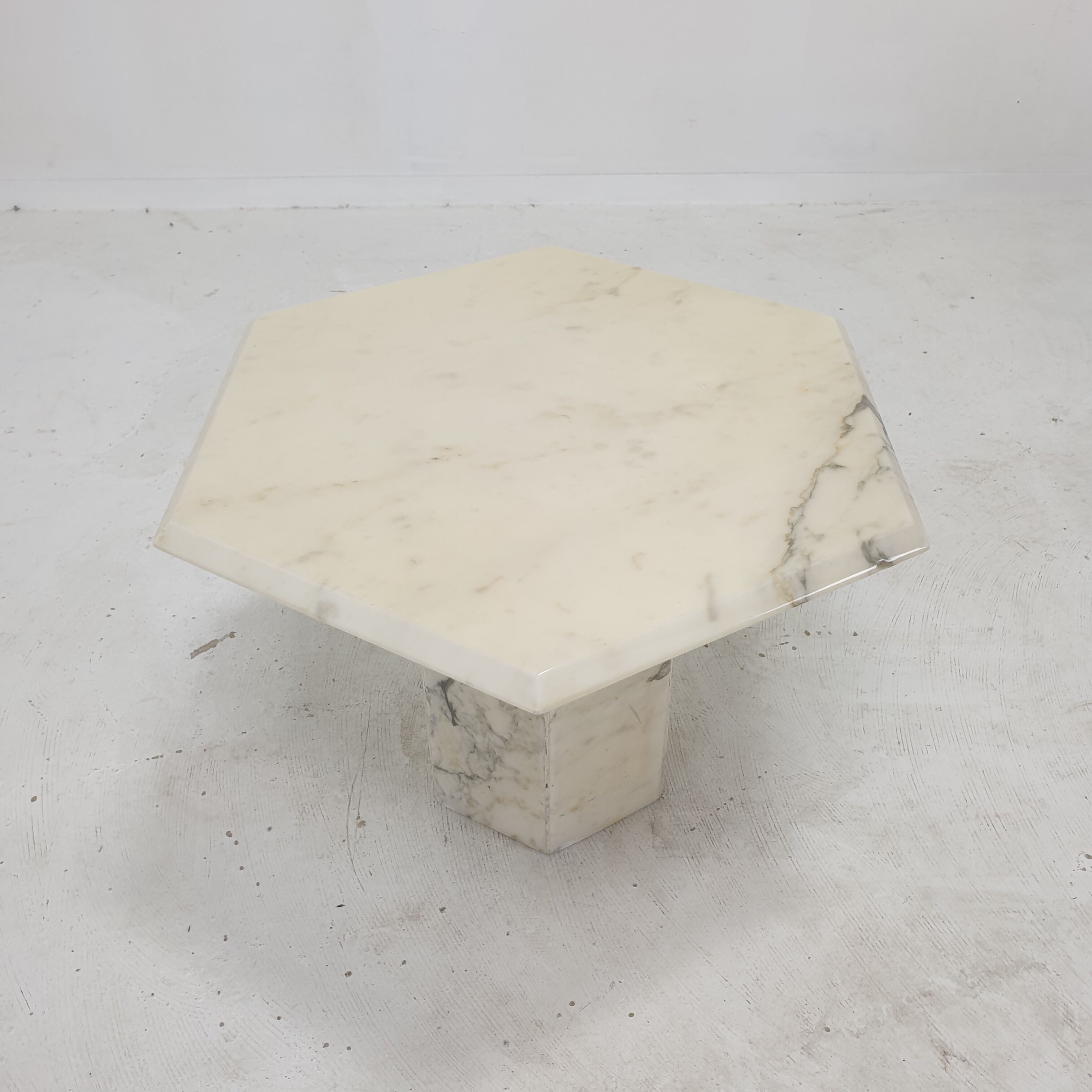 Set of 3 Italian Carrara Marble Side Tables, 1980s