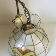 Suspension luminaire mother-of-pearl and brass