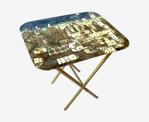 Mid-Century folding coffee table "City of Cards", Piero Fornasetti Italy 1950s