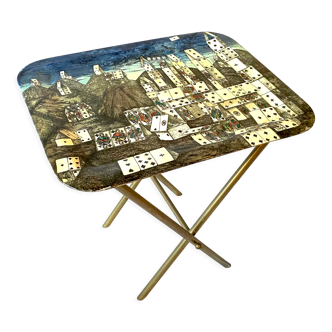 Mid-Century folding coffee table "City of Cards", Piero Fornasetti Italy 1950s