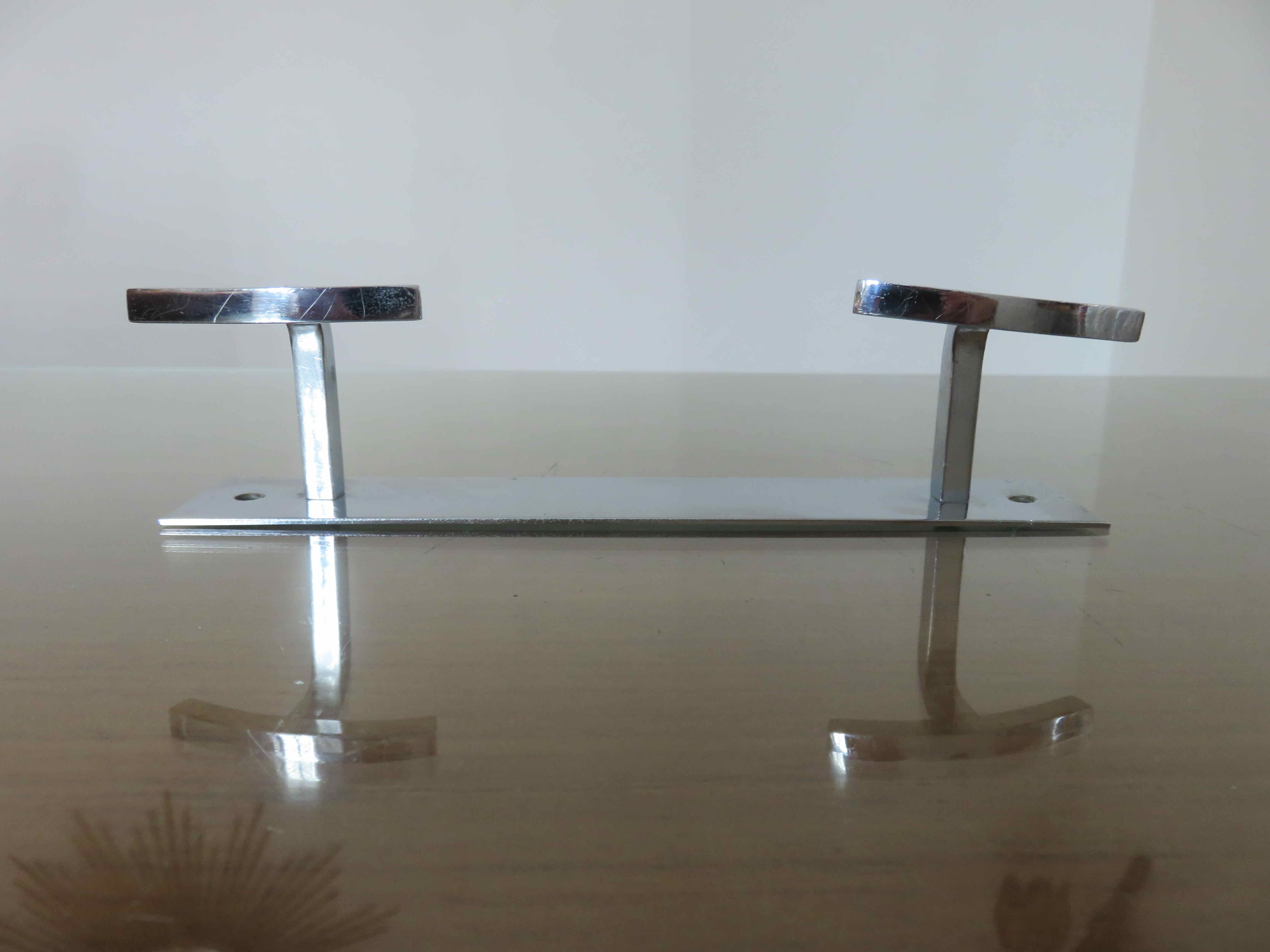 Coat rack in chrome brass 2 hooks 70s