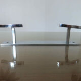 Coat rack in chrome brass 2 hooks 70s