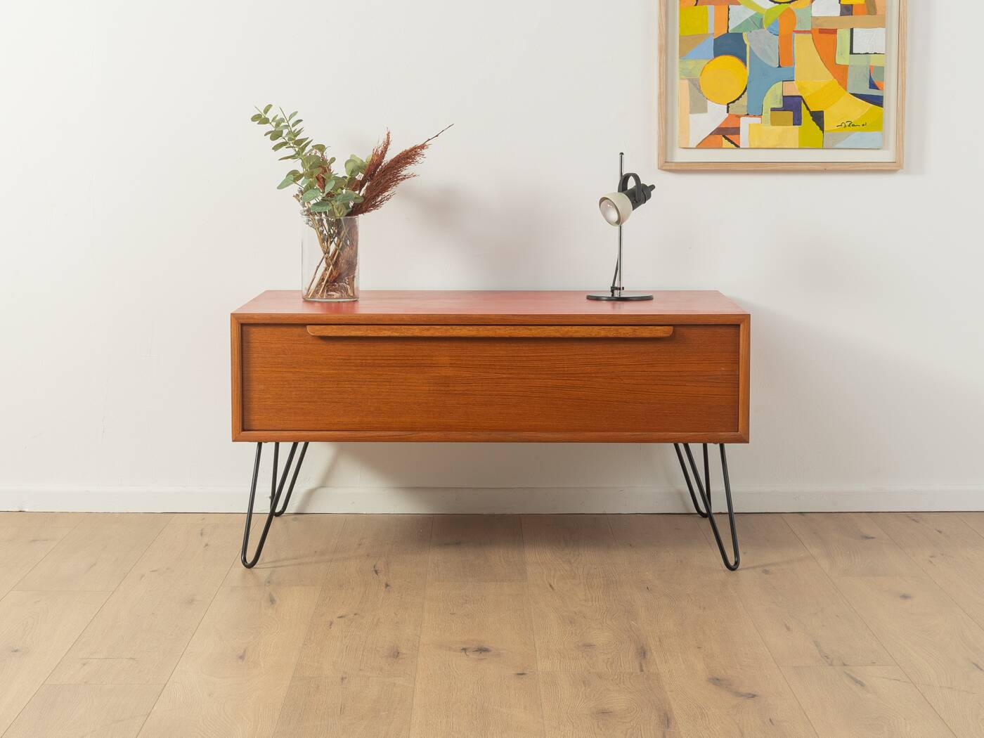 Stylish red chest of drawers from the 60s, WK Möbel