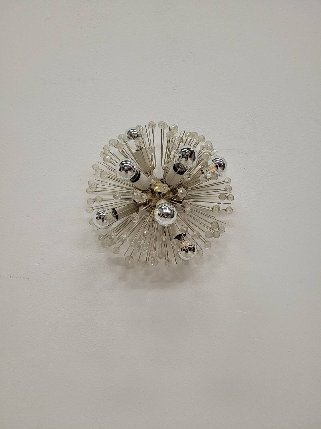 Vintage sputnik wall lamp emil stejnar in brass and glass 1960s