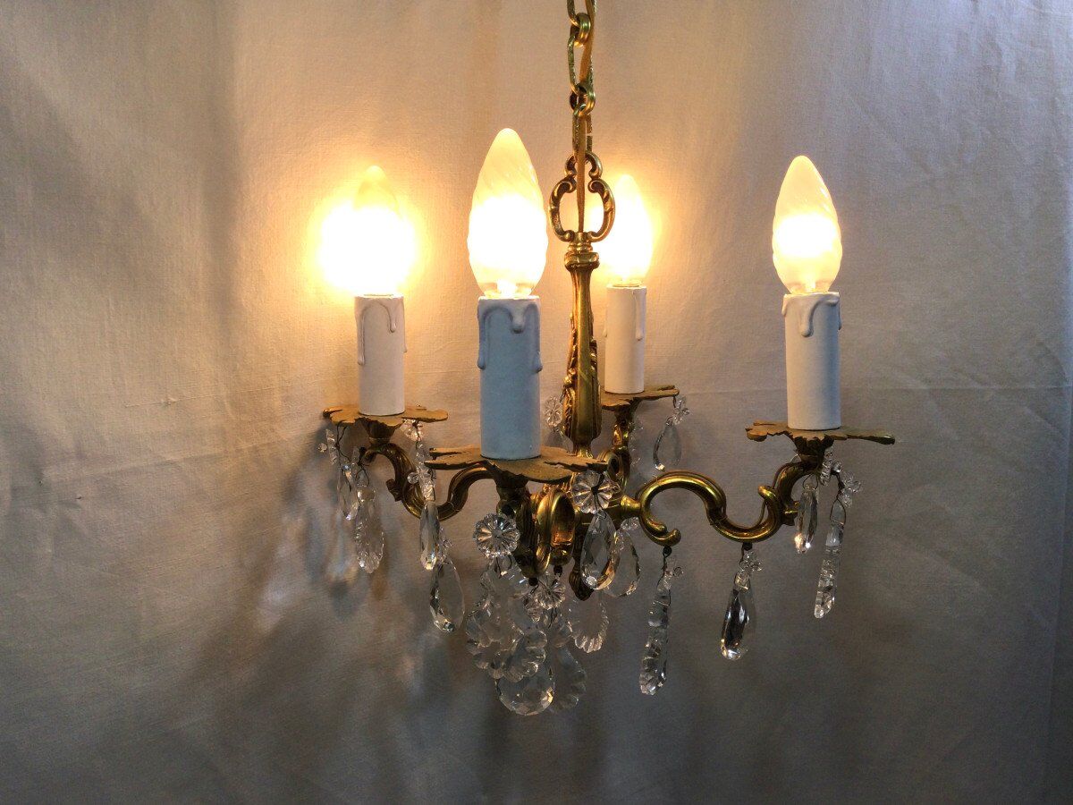 Chandelier 4 lights bronze and grapevines