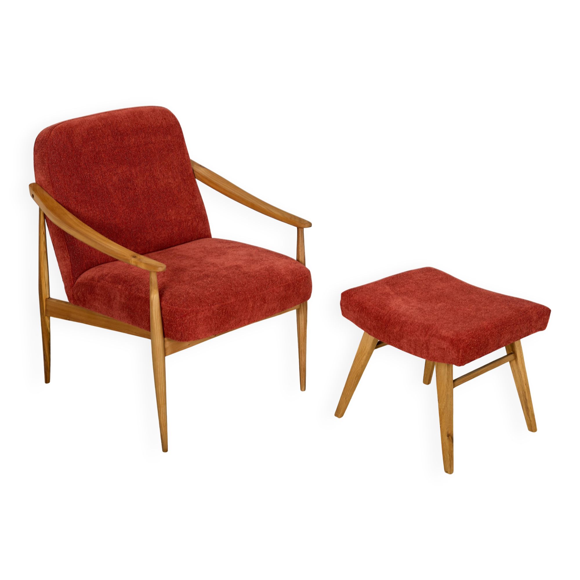 Fauteuil vintage avec repose-pieds Tchécoslovaquie années 1960