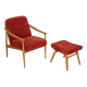 Fauteuil vintage avec repose-pieds Tchécoslovaquie années 1960