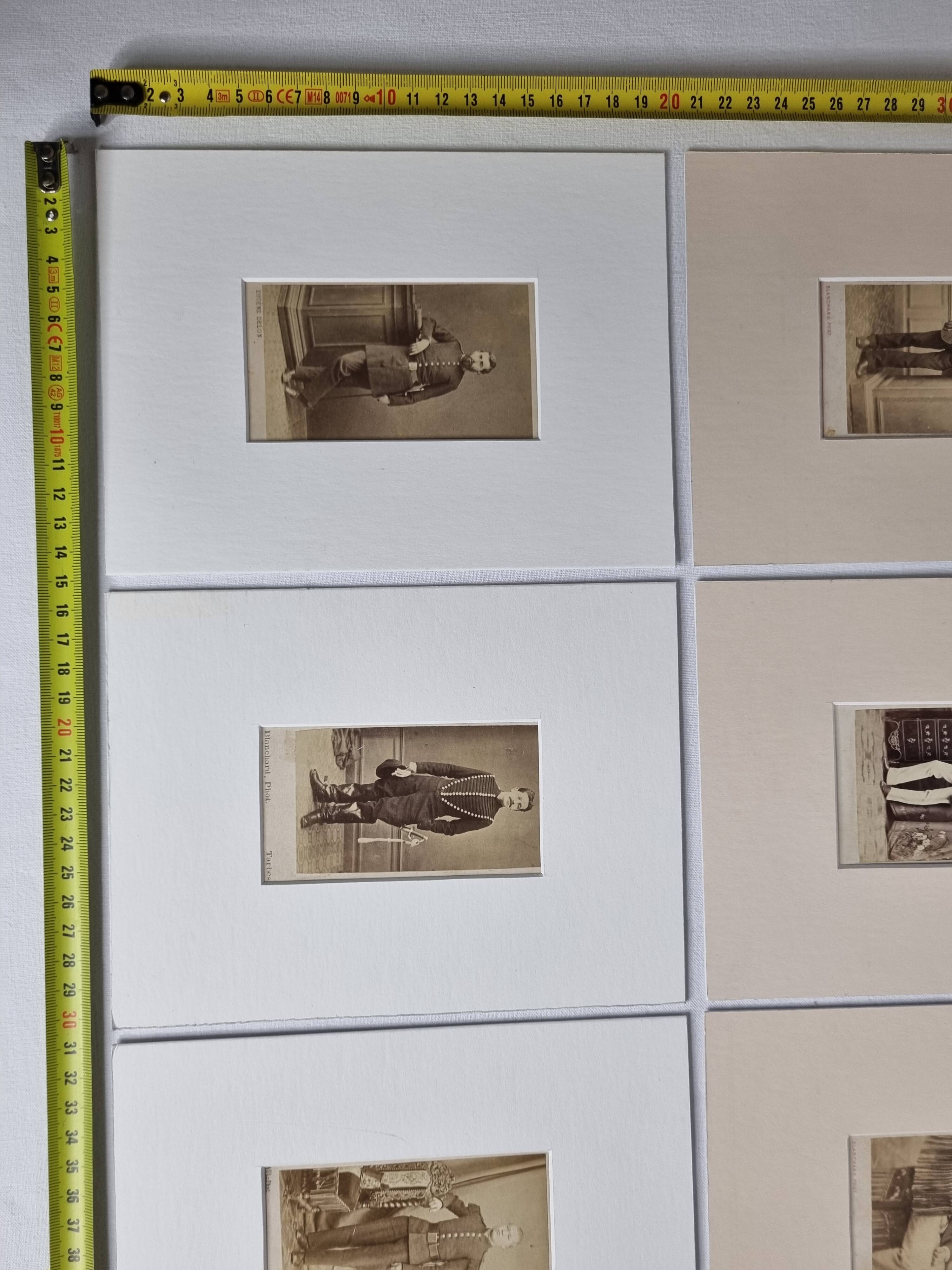 Set of 6 mounted old photographs, 19th century studio portraits