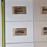 Ensemble de 6 photographies anciennes montées, portraits studio du XIXe siècle