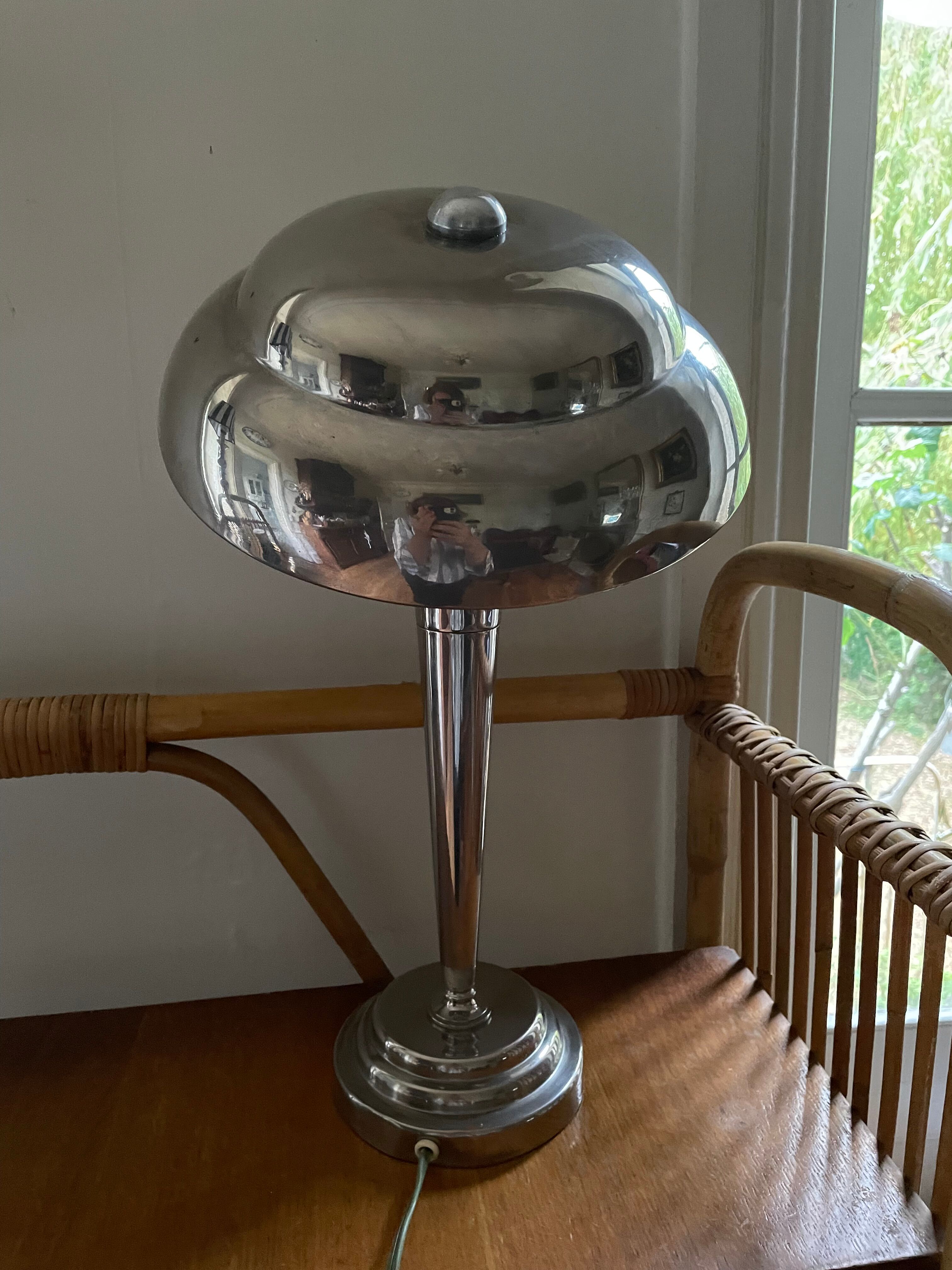 Art deco chrome mushroom lamp