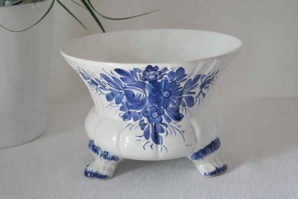 Cache pot céramique faïence  bleu delft