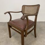 Office chair format bridge wood leather and canning 20s