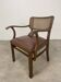Fauteuil de bureau format bridge bois cuir et cannage années 20