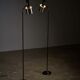 Pair of floor lamps in black metal with brushed aluminum shades, 1970s