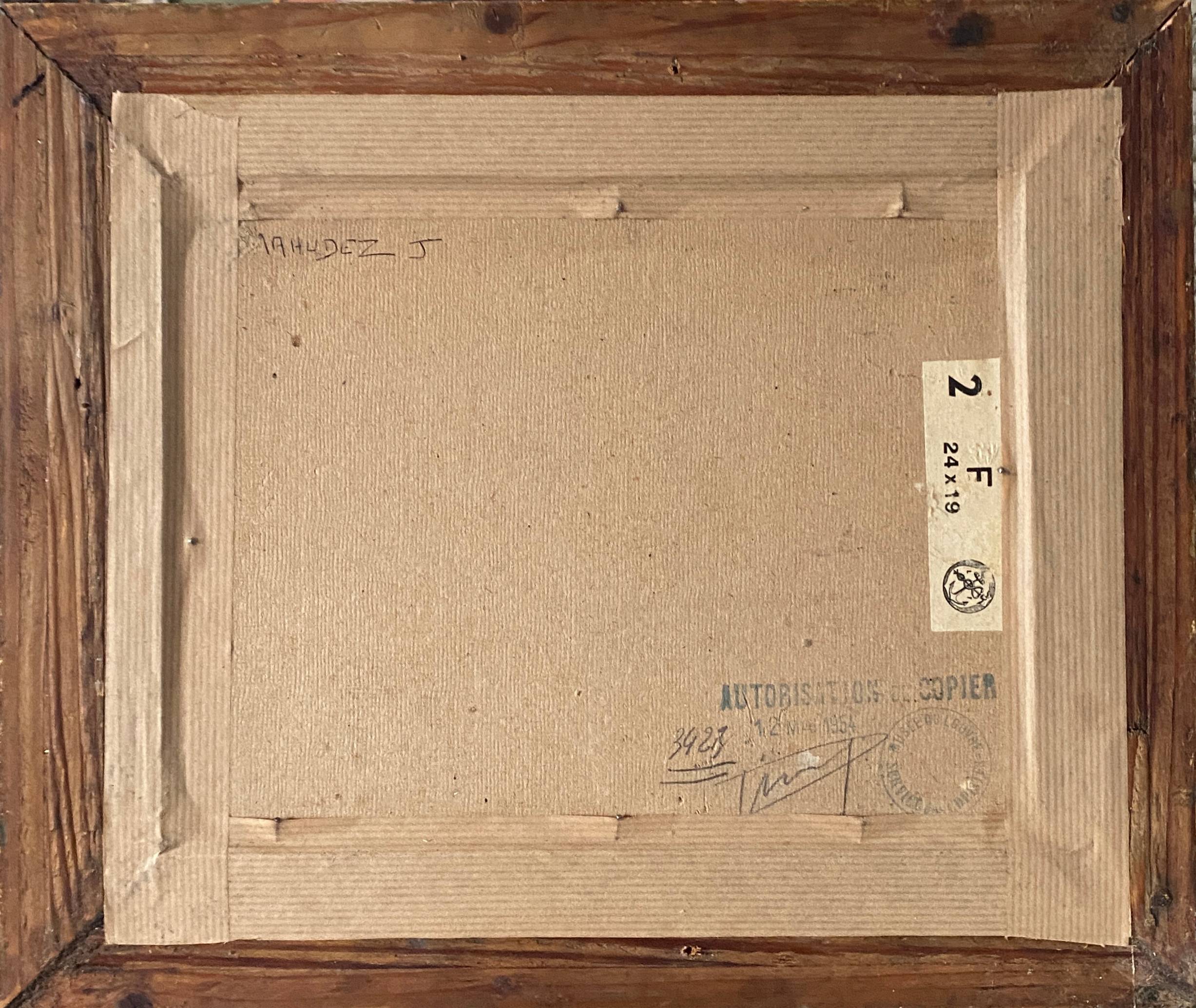 Painting "The schoolmaster" old copy of the Louvre of Mahudez cf. Van Ostade