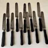 Set of 11 blackened wood table knives Napoleon III XIX