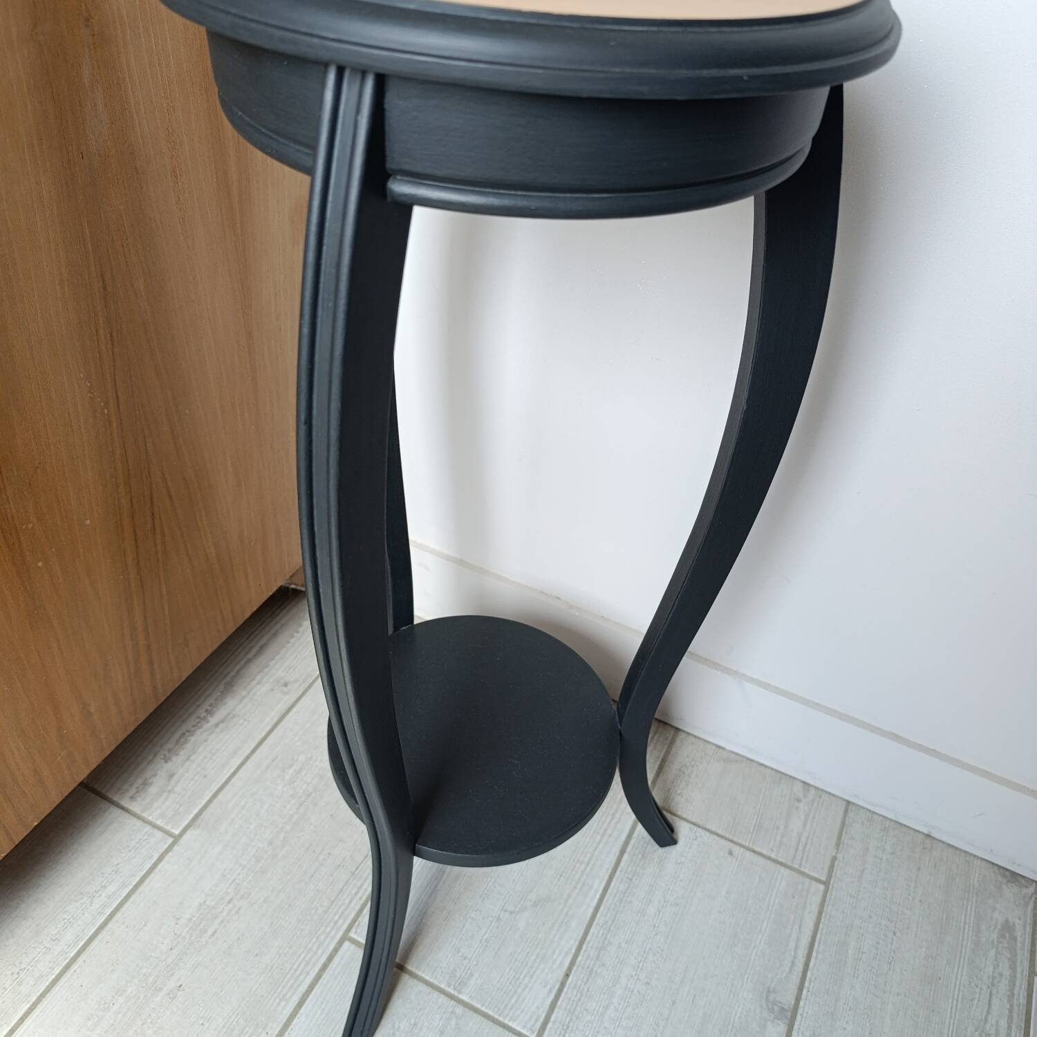 Restored solid wood pedestal table