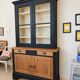 Buffet vitré, vaisselier, bibliothèque ancienne Noir et Bois naturel