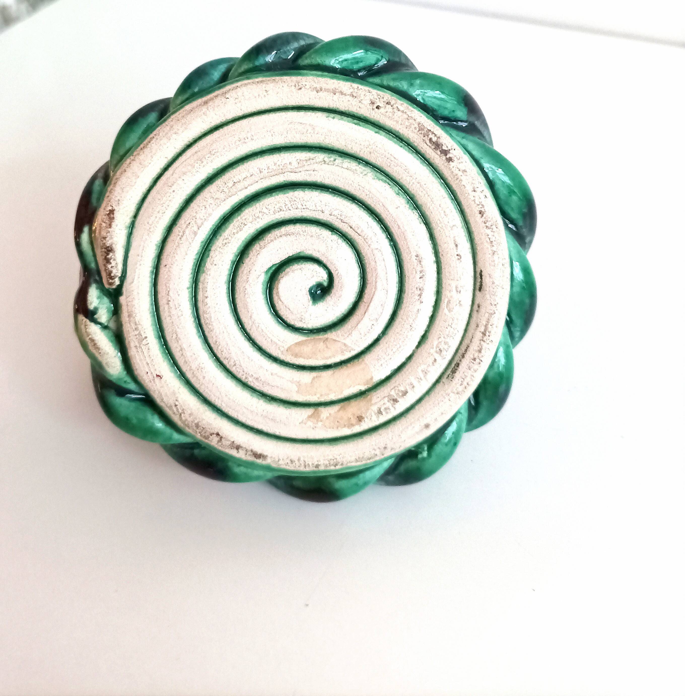 Quimper braided ceramic candle holder signed