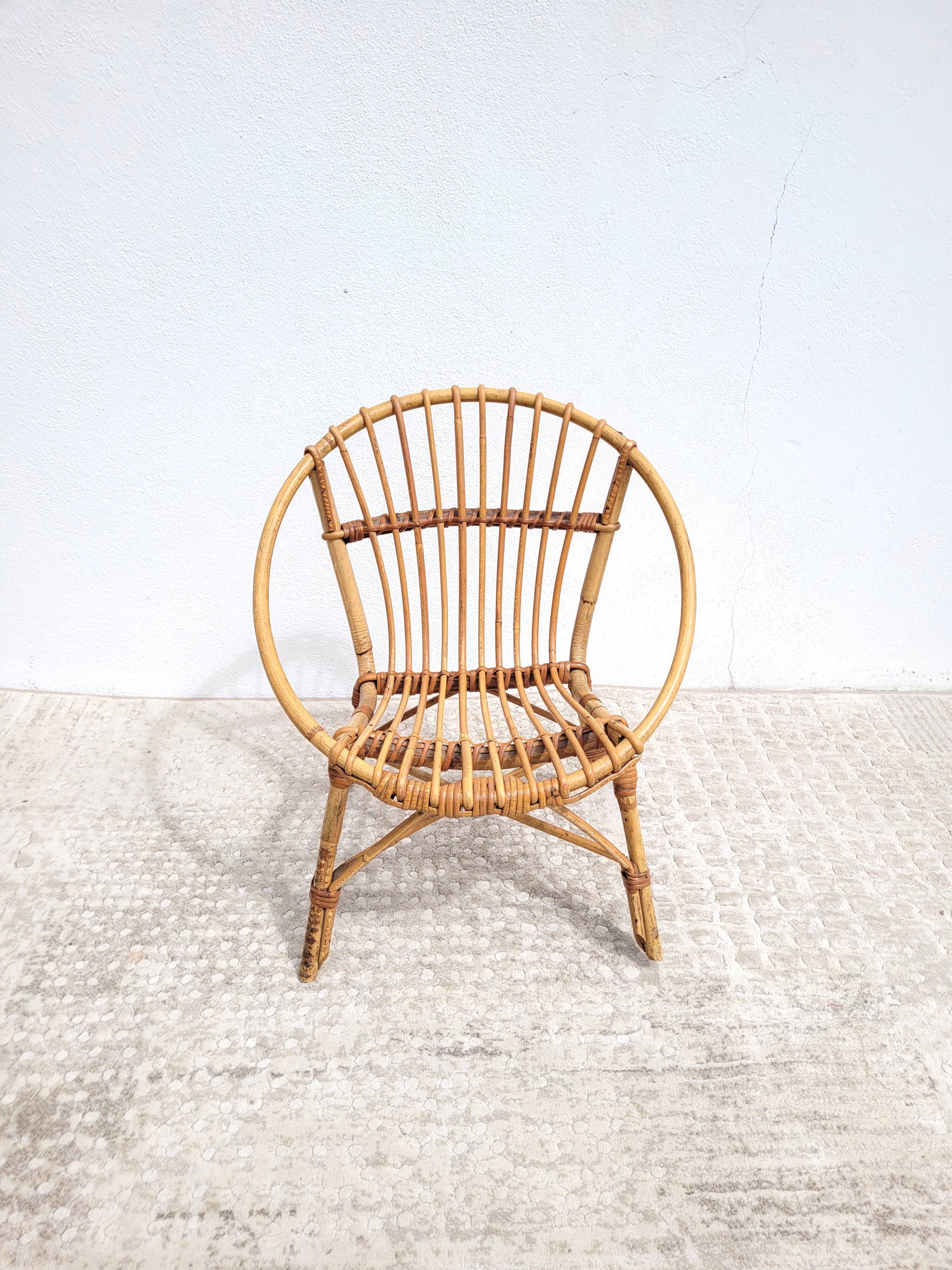 Rattan basket armchair for children