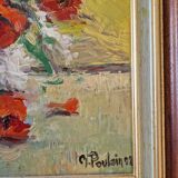 Michel Poulain (Born in 1932) - Oil on canvas - Bouquet of flowers