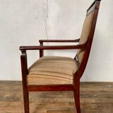 Empire office armchair in mahogany decor palmettes xviiith