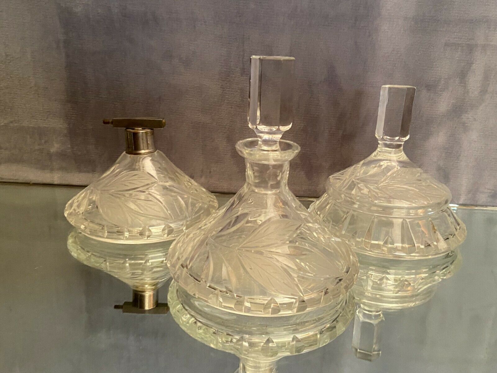 Bohemian crystal set with carved decoration