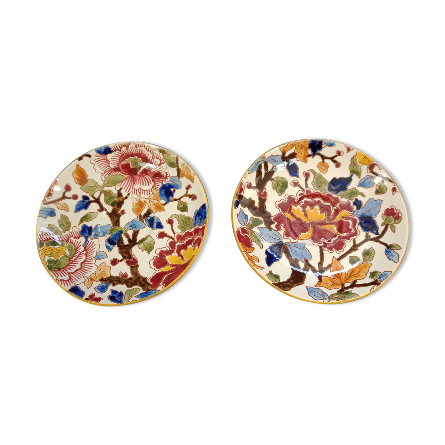 2 Gien Pivoine style saucers