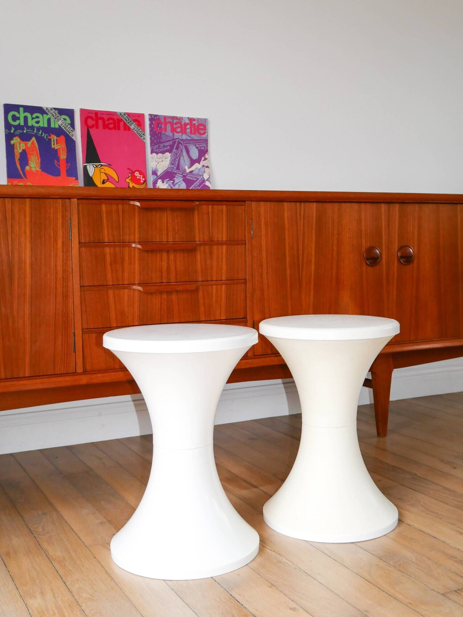 Pair of Tam-Tam stools Made in France Stamp 1970