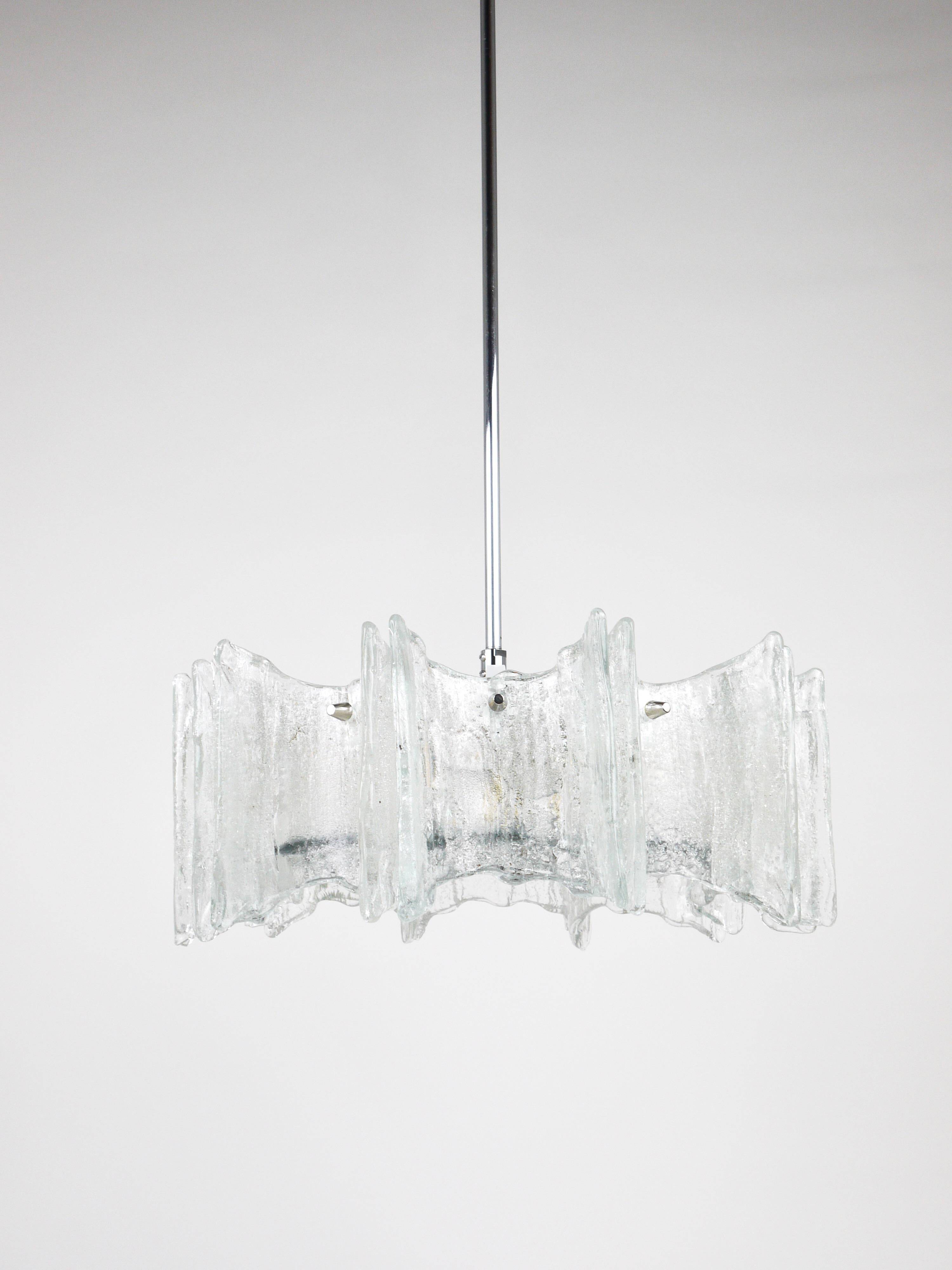 Frosted glass star chandelier J.T. Kalmar Vienna, Austria, 1960s