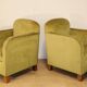 Pair of vintage velvet armchairs with footrest - 1950s