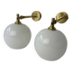 PAIR OF OLD VINTAGE OPALINE AND BRASS Sconces