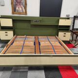 Large vintage bed with headboard furniture and built-in radio