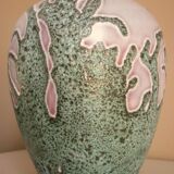 Large vase in glazed ceramic and "fat lava", signed Bruno Dose, design from the 50s/60s