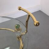 Italian Brass & Glass Bar Serving Cart Trolley, 1970s