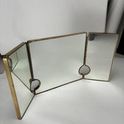 Large Mid-Century Modern Italian Brass Triple Mirror, 1950s