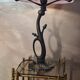 Art nouveau style bronze lamp and its marbled glass paste basin 48x30