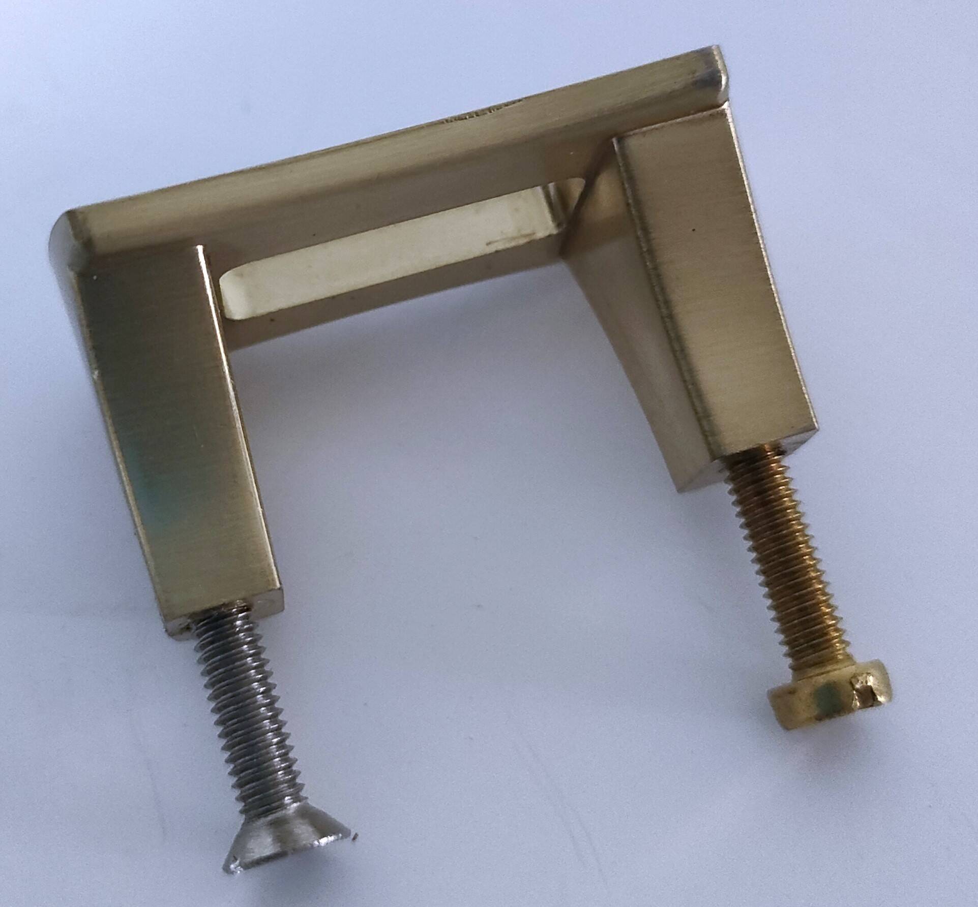 Fourteen 70s design gold steel furniture handles